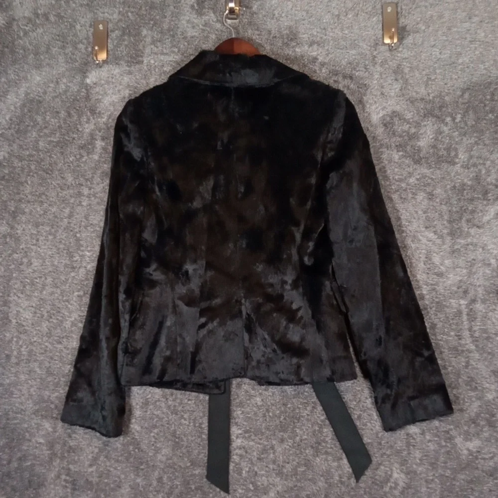 Club Monaco Faux Fur Womens Jacket Black Old Money Office Womens SP
